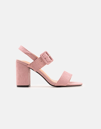 Εικόνα της Γυναικεία πέδιλα suede με τετράγωνο τακούνι Λιλά