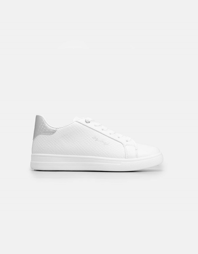 Εικόνα της Γυναικεία sneakers με κροκό σχέδιο Λευκό/Ασημί