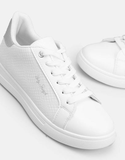 Εικόνα της Γυναικεία sneakers με κροκό σχέδιο Λευκό/Ασημί