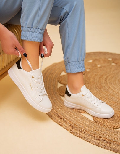 Εικόνα της Γυναικεία sneakers με κροκό σχέδιο Λευκό/Μαύρο