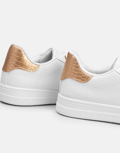 Εικόνα της Γυναικεία sneakers με κροκό σχέδιο Λευκό/Σαμπανί