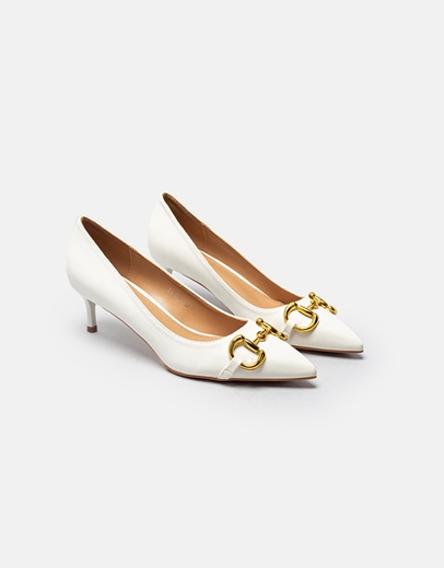 Εικόνα της Γυναικείες γόβες με μεταλλικό διακοσμητικό Λευκό