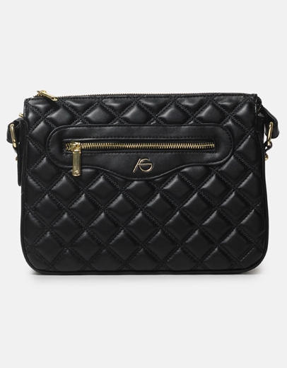 Εικόνα της Basic καπιτονέ τσάντα χιαστί Μαύρο