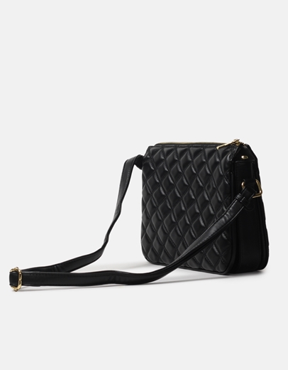 Εικόνα της Basic καπιτονέ τσάντα χιαστί Μαύρο