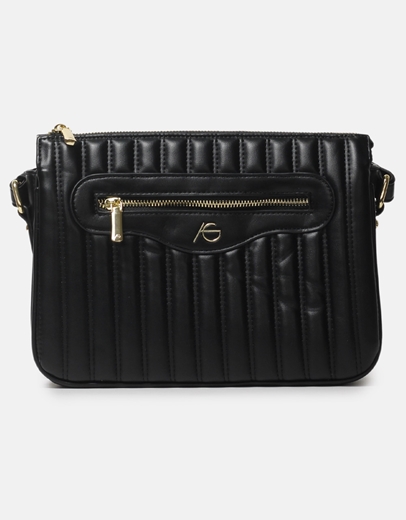 Εικόνα της Τσάντα χιαστί με διακοσμητικές ραφές Μαύρο