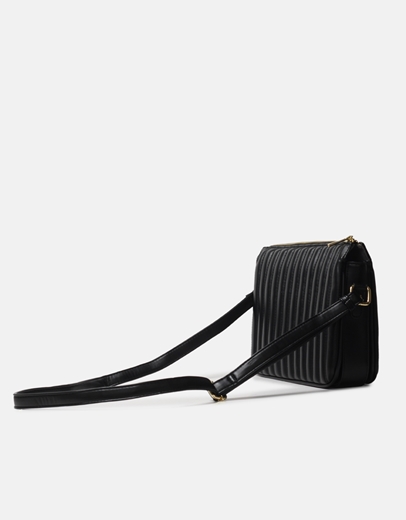 Εικόνα της Τσάντα χιαστί με διακοσμητικές ραφές Μαύρο