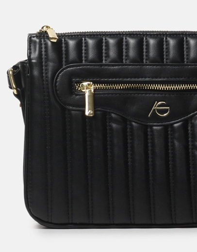 Εικόνα της Τσάντα χιαστί με διακοσμητικές ραφές Μαύρο