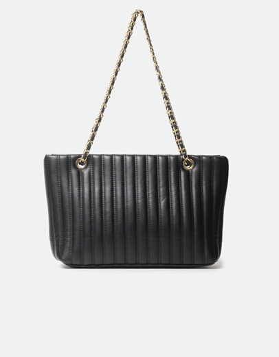 Εικόνα της Τσάντα ώμου με διακοσμητικές ραφές S Μαύρο