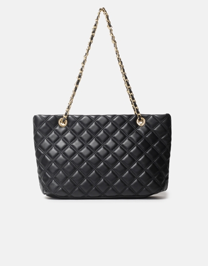 Εικόνα της Καπιτονέ τσάντα ώμου με αλυσίδα S Μαύρο