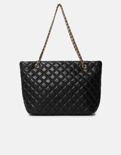 Εικόνα της Τσάντα ώμου με αλυσίδα μεγάλη καπιτονέ L Μαύρο