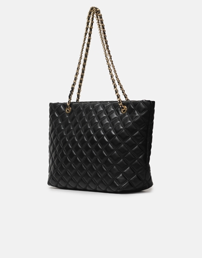 Εικόνα της Τσάντα ώμου με αλυσίδα μεγάλη καπιτονέ L Μαύρο