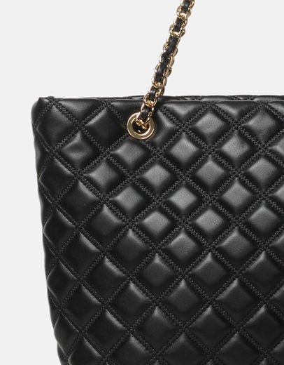 Εικόνα της Τσάντα ώμου με αλυσίδα μεγάλη καπιτονέ L Μαύρο