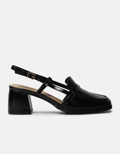 Εικόνα της Πέδιλα λουστρίνι με τετράγωνο τακούνι Μαύρο