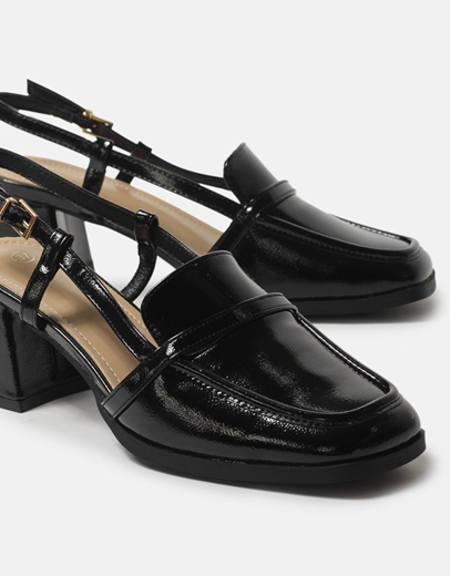 Εικόνα της Πέδιλα λουστρίνι με τετράγωνο τακούνι Μαύρο