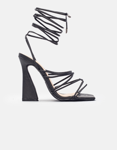 Εικόνα της Γυναικεία πέδιλα με παράλληλα λουριά Μαύρο