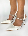 Εικόνα από Σατέν open heel γόβες με λεπτομέρεια από strass Λευκό