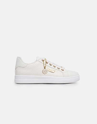 Εικόνα της Γυναικεία sneakers σε απλή γραμμή με διακοσμητική αλυσίδα Λευκό
