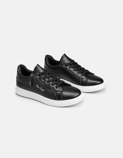 Εικόνα της Sneakers με διακοσμητικό φερμουάρ στο πλαϊνό μέρος Μαύρο/Λευκό