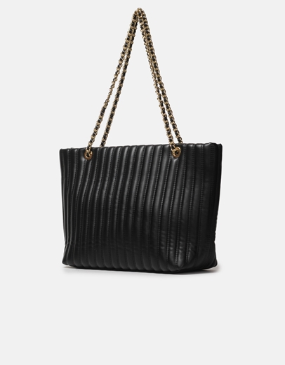 Εικόνα της Τσάντα ώμου με διακοσμητικές ραφές L Μαύρο