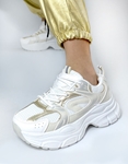 Εικόνα από Βasic sneakers με διπλή chunky σόλα Λευκό/Χρυσό