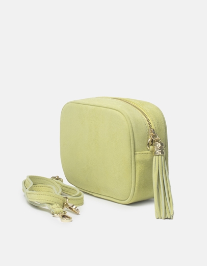 Εικόνα της Δερμάτινη τσάντα ώμου με κρεμαστό διακοσμητικό Πράσινο