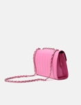 Εικόνα από Καπιτονέ τσάντα ώμου μονόχρωμη με αλυσίδα Φούξια