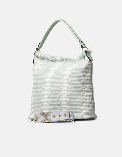 Εικόνα της Υφασμάτινη τσάντα χειρός με διχρωμία Πράσινο
