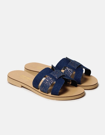 Εικόνα της Δερμάτινα σανδάλια Ελληνικής κατασκευής με ιδιαίτερο σχέδιο Τζιν