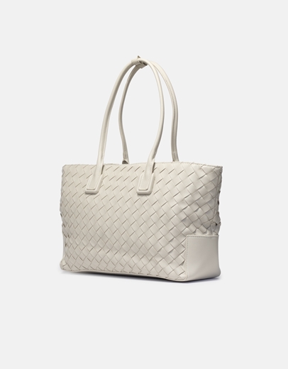 Εικόνα της Τσάντα χειρός μονόχρωμη με σχέδιο πλέξης Μπεζ