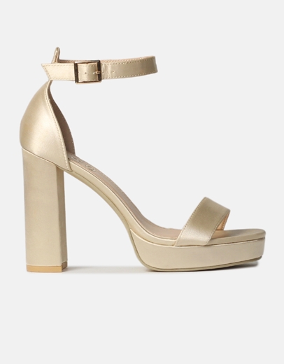 Εικόνα της Σατέν ψηλοτάκουνα πέδιλα Μπεζ