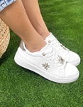 Εικόνα από Basic sneakers με διακοσμητικό από strass Λευκό/Ασημί