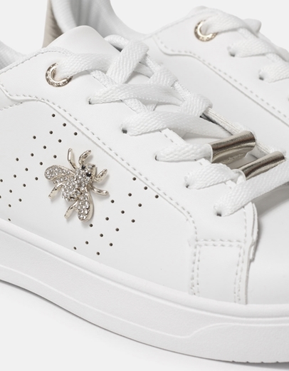 Εικόνα της Basic sneakers με διακοσμητικό από strass Λευκό/Ασημί
