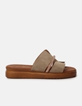 Εικόνα από Δερμάτινα flatforms Ελληνικής κατασκευής  με strass Μπεζ
