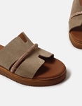 Εικόνα από Δερμάτινα flatforms Ελληνικής κατασκευής  με strass Μπεζ