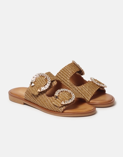 Εικόνα της Flat σανδάλια Ελληνικής κατασκευής με διακοσμητικά πετράδια Ταμπά