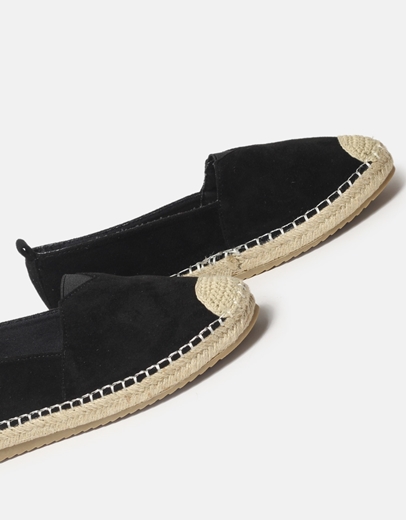 Εικόνα της Flat suede εσπαντρίγιες σε απλή γραμμή Μαύρο