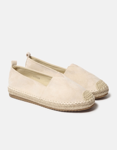 Εικόνα της Flat suede εσπαντρίγιες σε απλή γραμμή Μπεζ