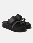 Εικόνα από Δερμάτινα flatforms Ελληνικής κατασκευής με strass Μαύρο