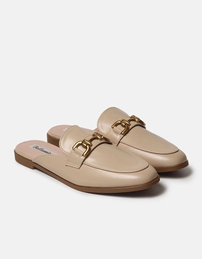 Εικόνα της Flat mules με μεταλλική αγκράφα Μπεζ