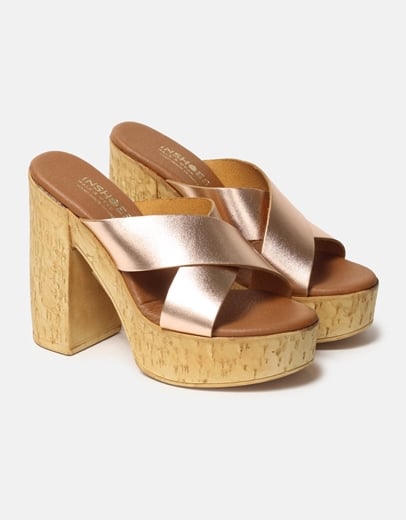 Εικόνα της Δερμάτινα mules με χιαστί σχέδιο Χαλκός