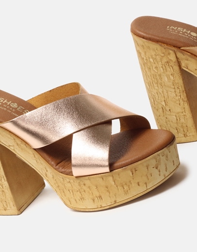 Εικόνα της Δερμάτινα mules με χιαστί σχέδιο Χαλκός