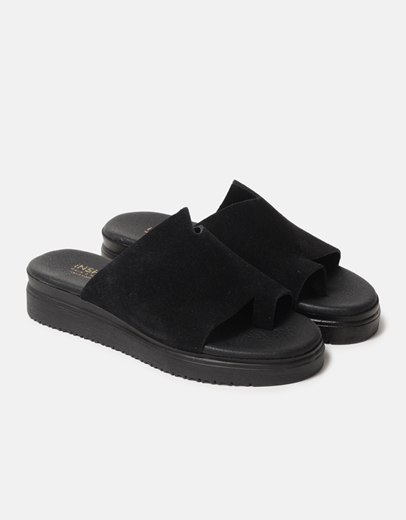 Εικόνα της Δερμάτινα σανδάλια Ελληνικής κατασκευής με φάσα και toe ring Μαύρο