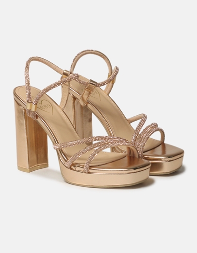 Εικόνα της Ψηλοτάκουνα πέδιλα με τετράγωνο τακούνι Χαλκός