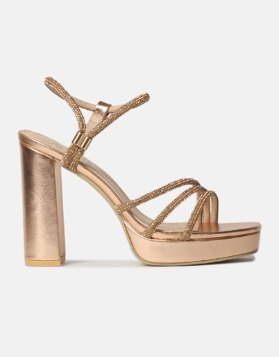 Εικόνα της Ψηλοτάκουνα πέδιλα με τετράγωνο τακούνι Χαλκός