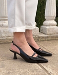Εικόνα από Χαμηλές open heel γόβες λουστρίνι Μαύρο
