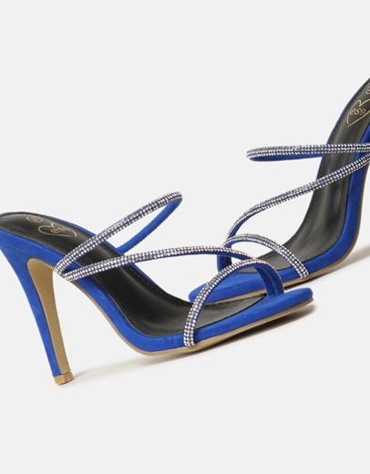 Εικόνα της Mules με λεπτό τακούνι και strass Μπλε