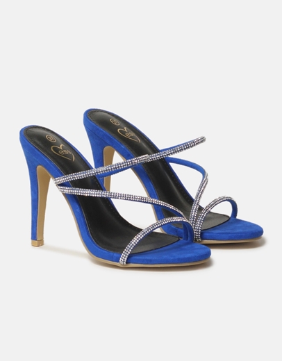 Εικόνα της Mules με λεπτό τακούνι και strass Μπλε