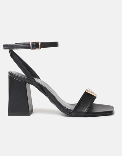 Εικόνα της Δερμάτινα open heel πέδιλα Ελληνικής κατασκευής με μπαρέτα Μαύρο