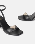 Εικόνα από Δερμάτινα open heel πέδιλα με μπαρέτα Μαύρο