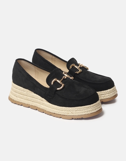 Εικόνα της Εσπαντρίγιες suede με μεταλλική αγκράφα Μαύρο